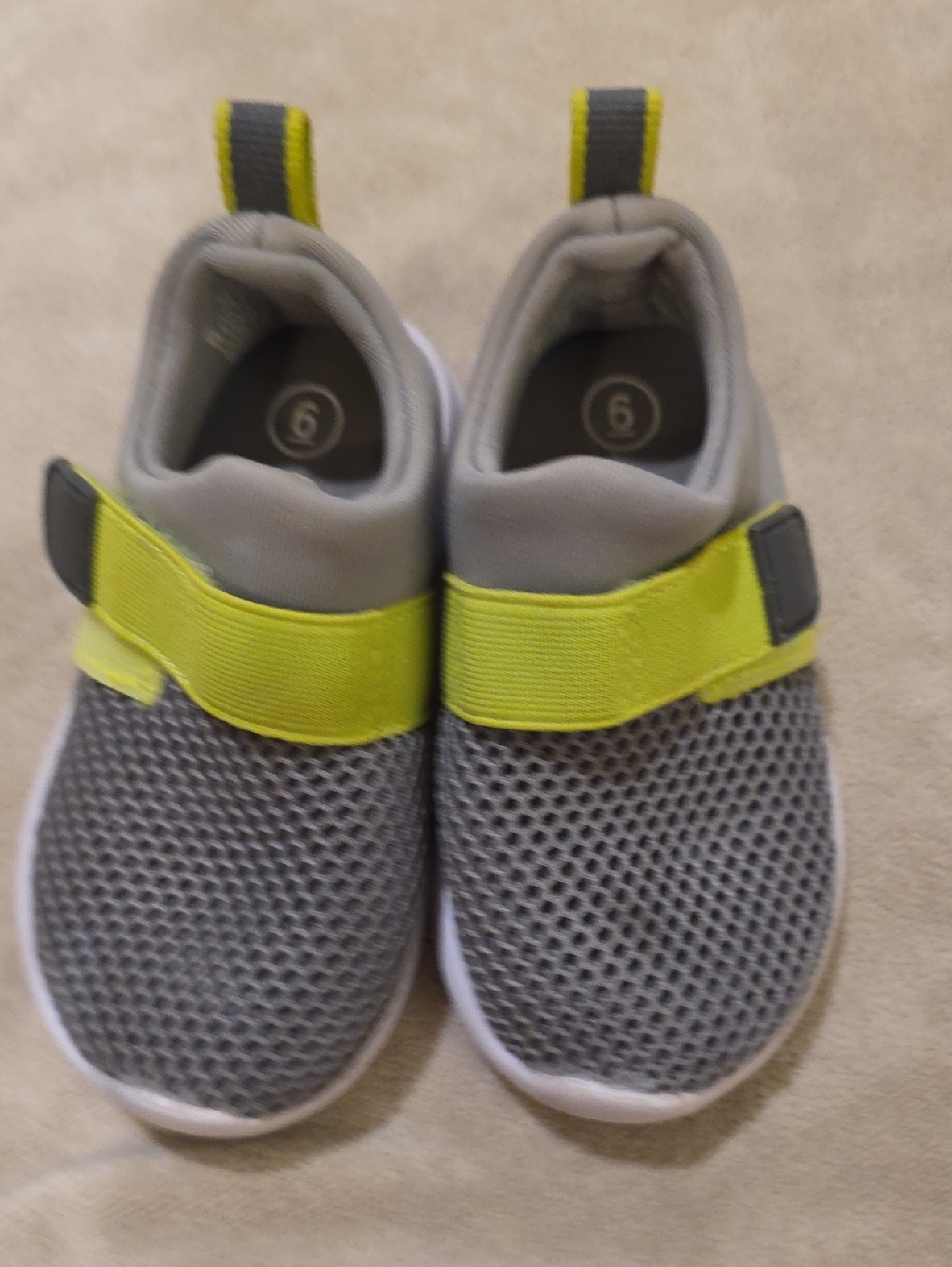 Cat & Jack Grey and Lime Slip-On Hook-and-Loop Sneakers